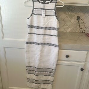 Express White Midi Dress with Black Trim